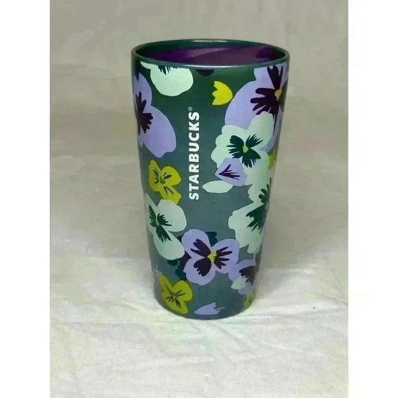 Starbucks Floral Pansies Spring Valentines 2021 Limited Ceramic Travel Mug 12oz - Picture 1 of 6